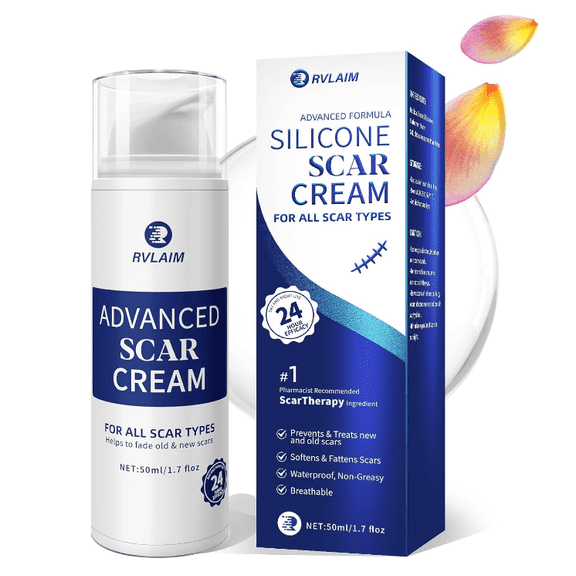 Scar Cream Gel, Advanced Silicone Scar Gel, Professional Scar Removal Cream for Surgical Scars, Stretch Mark, Keloid Bump, C-Section, Old and New Scars 1.7 oz(50g)