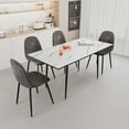 thumbnail image 4 of Dining Sets 47"-63" extendable MDF modern dining table and chair set, suitable for 2-6 people, white dining table and modern grey round dining chair 4-piece set, metal base and suede chair,Kitchen Se, 4 of 25