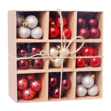

99Pcs 1.18 Inch Mini Christmas Tree Baubles Shatterproof Plastic Xmas Tree Decorations Christmas Balls Ornament Hanging Pendants Party Festival Decor