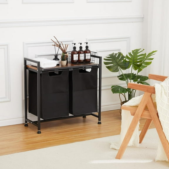 Laundry Hamper with Shelf, Laundry Basket 2-4 Section, Laundry Sorter, Cloest Storage and Organization, Clothes hamper with Table for Bathroom, Bedroom
