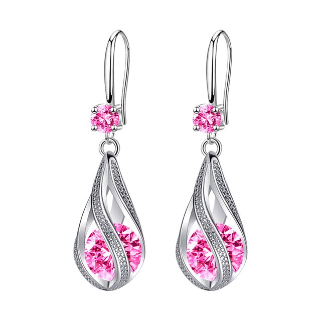 Boucles d'Oreilles Mode en Acier Inoxydable Boucles d'Oreilles Rondes Créatives pour Femmes Boucles d'Oreilles Pendantes en Cristal pour Femmes