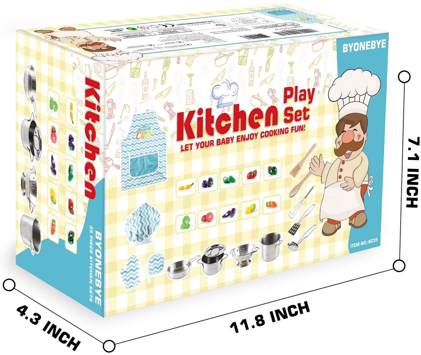 Play Kitchen Accessories 18 Pieces Kitchen Pretend Play Toys Cookware for  Kids