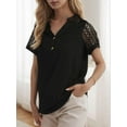 thumbnail image 4 of Weardear Womens Summer Tops V Neck Short Sleeve Buttons Tshirts Loose Fit Casual Blouses, S-2XL, 4 of 6