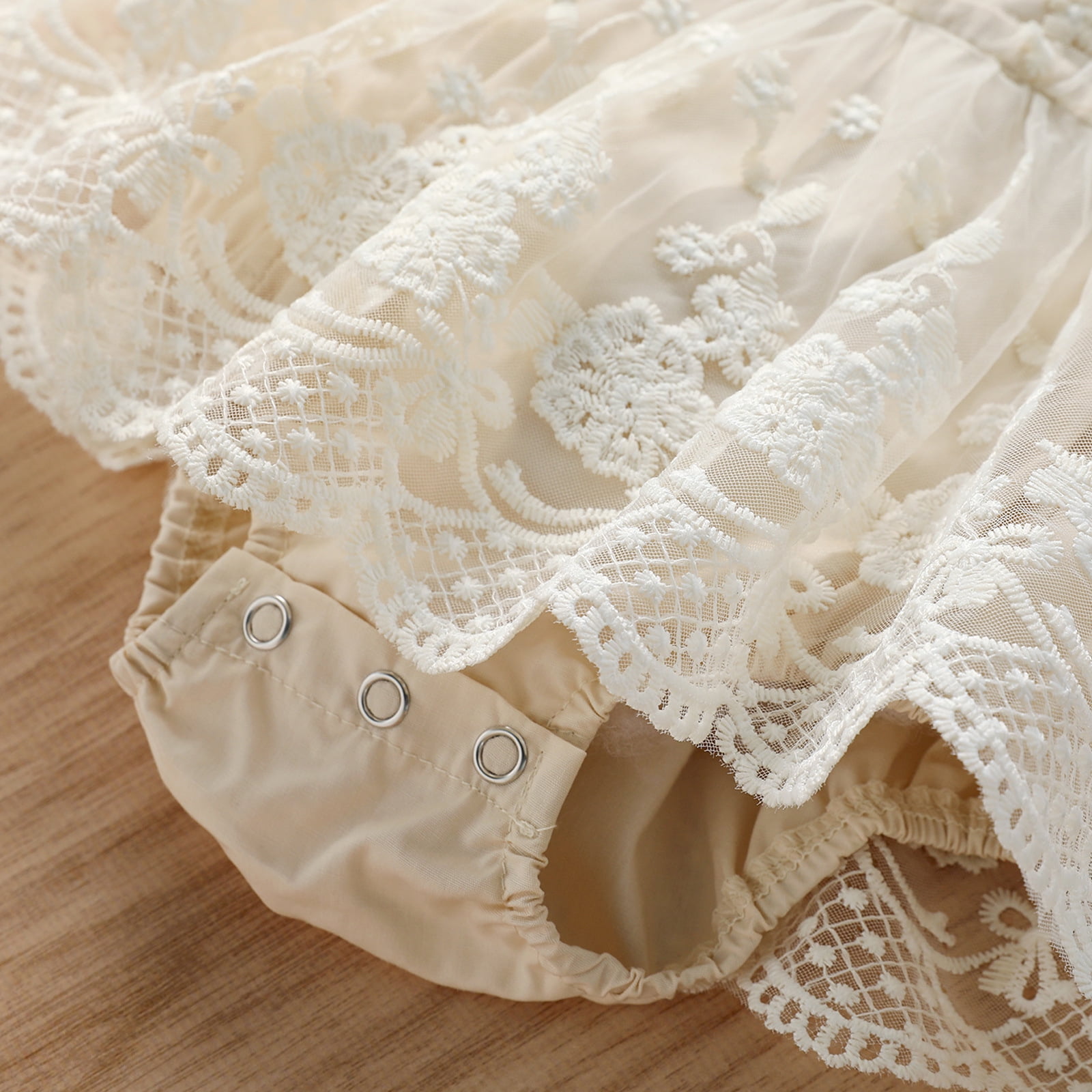 IBTOM CASTLE Baby Girls Lace Bodysuit Boho Clothes 1st Birthday Cake Smash Outfit Newborn Photography Outfits Summer Sunsuit 0-3 Months Apricot Lace