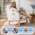 thumbnail image 3 of Nursery Rocking Chair, Corduroy Upholstered Rocking Chair with Adjustable Footrest, Tufted Rocker Chair with Side Pocket, Glider Rocker for Living Room, Bedroom, 3 of 7