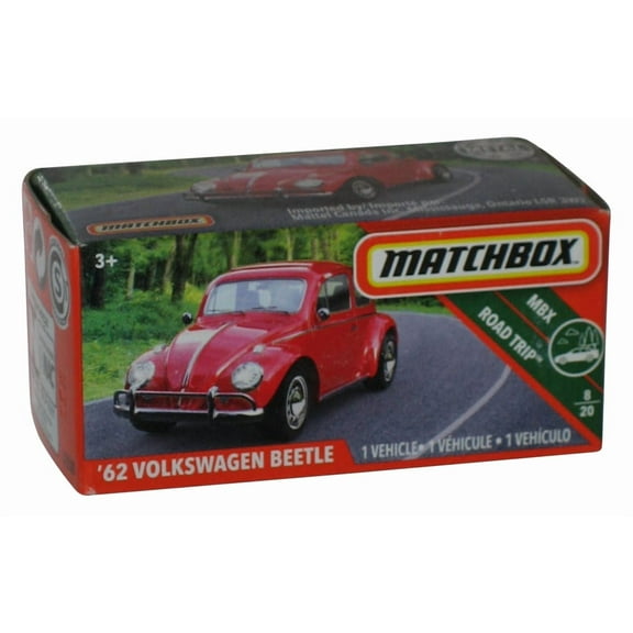 Matchbox MBX Road Trip 8/20 (2019) Red '62 Volkswagen Beetle Power Grabs Box Toy Car 12/100