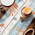 thumbnail image 3 of Blue Red Seahorse Coastal Table Runner 120 Inches, Teal Wood Beach Coral Nautical Bed Runner Dresser Scarves Tabletop for Indoor Outdoor Parties/Ceremony/Banquet, 13"x 120", 3 of 9