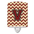 thumbnail image 1 of Carolines Treasures CJ1061-VCNL Letter V Chevron Maroon & Gold Ceramic Night Light, 1 of 1