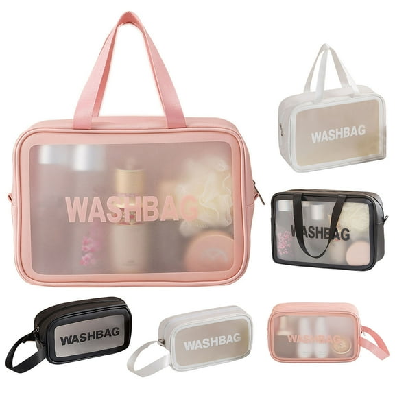 Happy Date Clear Cosmetics Bag Toiletry Bag, Large Clear Travel Bag for Toiletries, Waterproof & Draining Transparent Makeup Bag Tote Bag, Carry On Airport Airline Compliant Bag