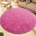 thumbnail image 4 of Junovo Round Fluffy Area Rugs For Kids Girls Princess Castle Plush Shaggy Carpet Cute Circle Nursery Rug For Kids Room Bedroom Living Room,4'x4',Hot Pink, 4 of 7