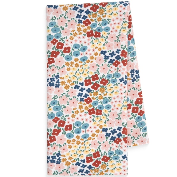 Mainstays Printed Cotton Decorative Kitchen Tea Towel, 15" x 25", Multicolor Floral, 1 Piece