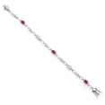 thumbnail image 2 of Gem Stone King 925 Sterling Silver White Moissanite and Pink Tourmaline and Round White Lab Grown Diamond Tennis Bracelet for Women (2.96 Cttw, Gemstone Birthstone, Oval 6X4MM, 7.25 inches), 2 of 4