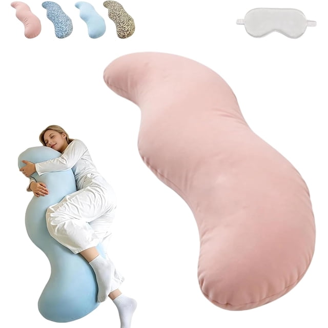 Pea Pod Body Pillow for Adults, Cooling Sleep Pod Adult for Side Sleeper, Soft Full Body Support Pillow with Removable Washable Cover, Long Bolster Hug Pillows for Back and Leg Relief (a)