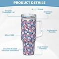 thumbnail image 5 of Sikiie white flower Skull blue Insulated Stainless Water Bottle Lid Travel Mug Cup Insulated Tumblers Cup 40oz Ice Bully With Handle, 5 of 8