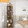 thumbnail image 2 of Homieasy Rotating Bookshelf, 360 Display Wood Spinning Bookshelf Tower, 5 Tier Floor Standing Bookcase Storage Rack, Revolving Bookcase Corner Bookshelf for Small Space, Rustic Brown, 2 of 8
