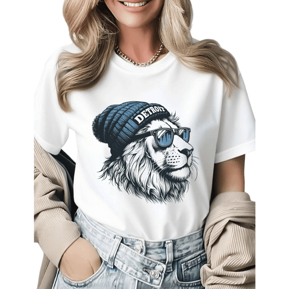 Funny Detroit Lion City Graphic Tees Womans T shirt Shirts Black White S-5XL Tops