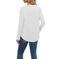 thumbnail image 4 of bbymog Chemise à Manches Longues pour Femmes Haut Plissé Col Rond Ceinture Décontractée Vêtements à la Mode Blanc TG, 4 of 9