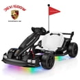 thumbnail image 2 of Licensed Porsche 36V Electric Go Kart for Kids,600W Drift Ride on Toys Ages 6-12, Adjustable Seat,LED Lights, 2 Speed Mode, Black, 2 of 10