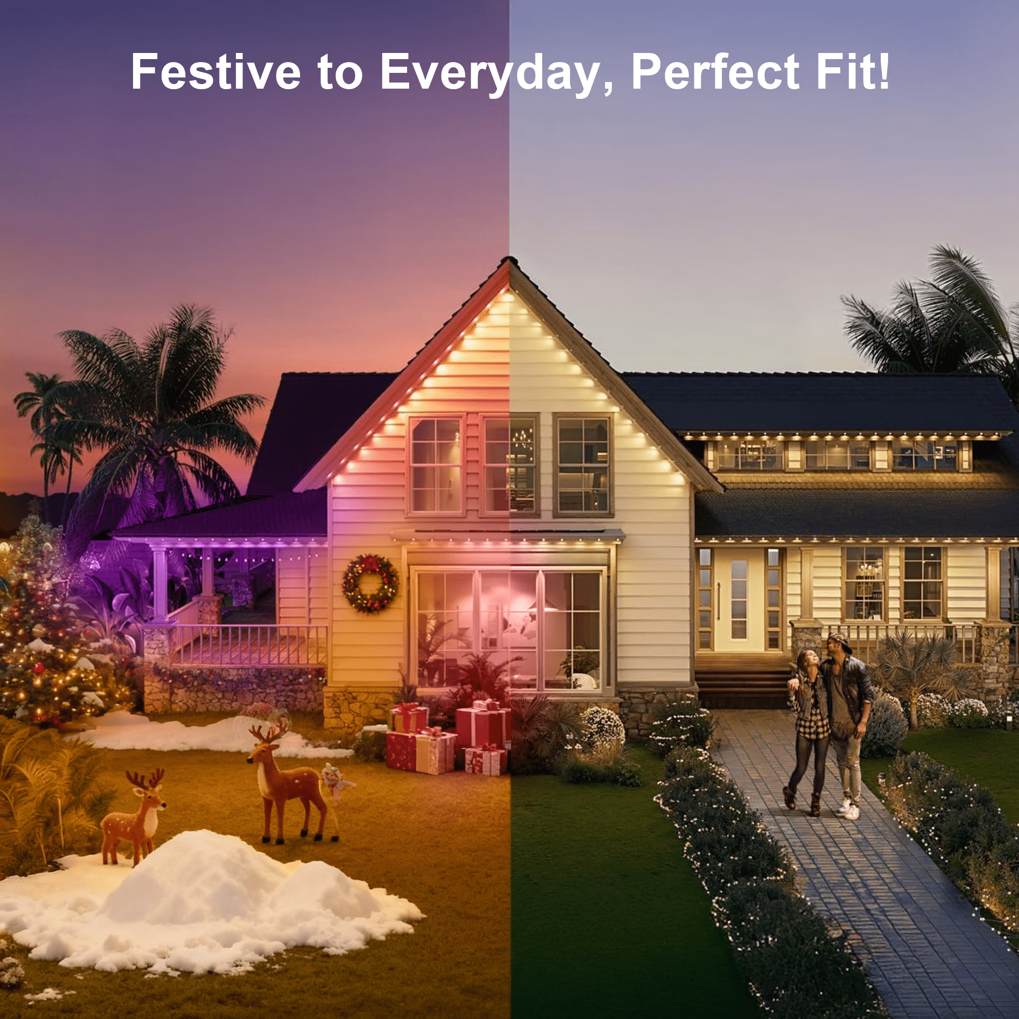 IJIL Permanent Outdoor Lights, 100 FT 60 RGBIC Waterproof LED String Lights for Roof Patio Party Decor