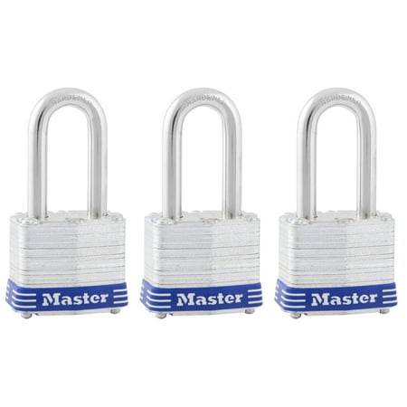 Master Lock 1-9/16in (40mm) Wide Laminated Steel Pin Tumbler Padlock with 1-1/2 (38mm) Shackle; 3-Pack
