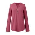 thumbnail image 3 of MHFRRA Camisa de Manga Larga, Informal, de Otoño, Cómoda, Suave y Básica, para Uso Diario. Rosa Fuerte, 3 of 7