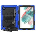 thumbnail image 2 of 3 Layer Case for Samsung Galaxy Tab A8 10.5" 2022 SM-X200/X205/X207, for Kids Heavy Duty Protective Case with Screen Protector & Stylus Holder & 360 Rotating Stand Hand/Shoulder Strap, Blue, 2 of 10