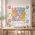 thumbnail image 5 of Learn Grow Glow Text on Off-White Background with Retro Daisies, Whimsical Retro for Teachers, Inspirational Flower Art, Back to School Gift, Tapestry Wall Hanging for Classroom and Dorm, 5 of 7