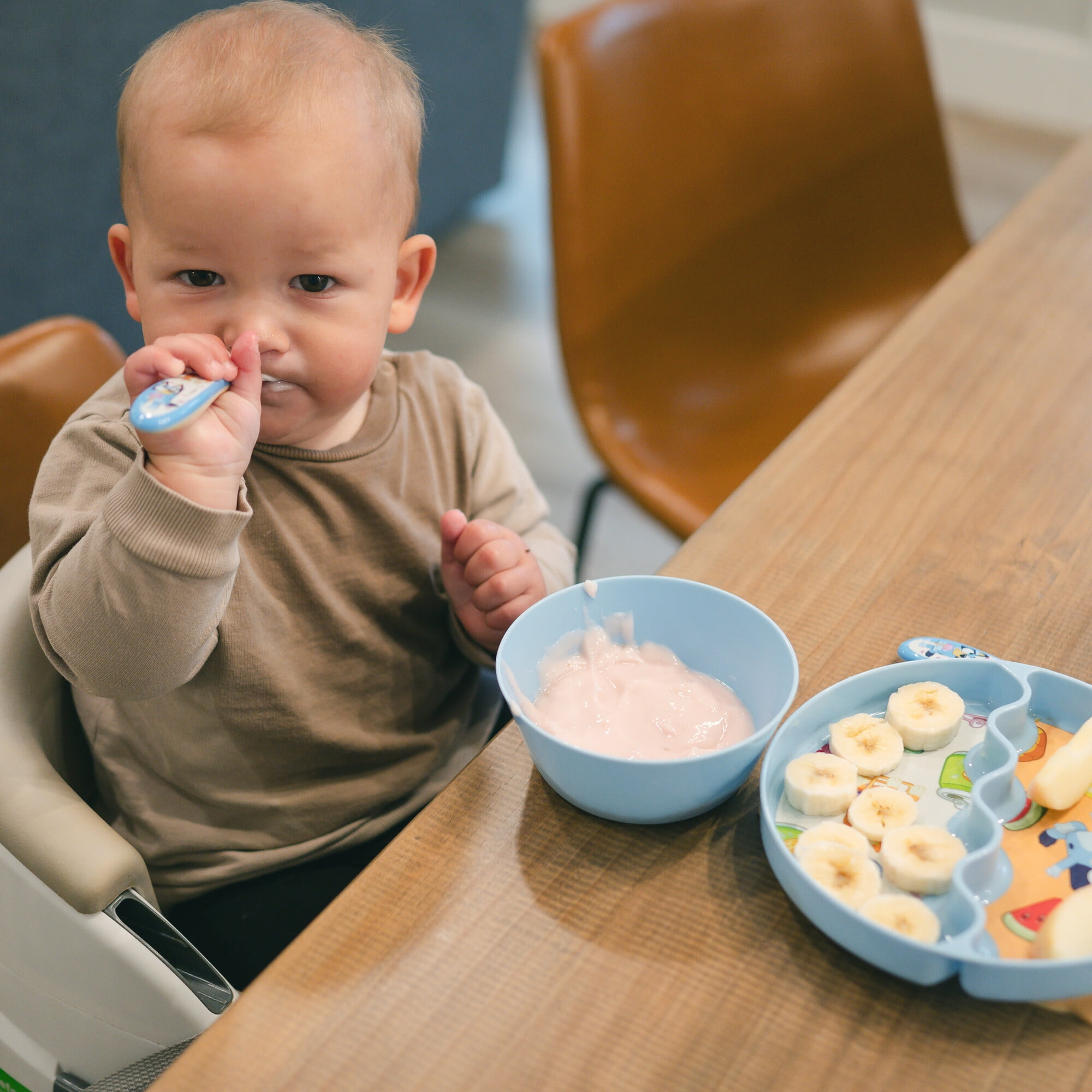 (4 pack) Bluey 3-Piece Mealtime Set with Divided Suction Plate, Bowl and Spoon – 9m+