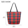 thumbnail image 5 of FORMRS Womens Canvas Tote Bag with Zipper Inner Pocket Shoulder Handbag, Red and Blue Pattern, 5 of 7