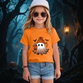 thumbnail image 2 of HCNTES Girls Halloween T Shirt Cute Halloween Tee for Girls Ghost Graphic Short Sleeve Crew Neck Kids Fall Shirt 1T-12T, 2 of 5