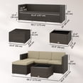 thumbnail image 2 of 3 Piece Outdoor Patio Furniture Set, PE Rattan Wicker Conversation Corner Sofa, Ottoman and Glass Top Coffee Table with Cushions, Khaki, for Backyard, Garden, Poolside, Porch, 2 of 7