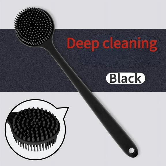 Silicone Back Scrubber for Shower, 17in Lengthen Long Handle Body Brush, Double Sided Shower Brush for Shower Exfoliating and Massage Can Produce Rich Foam, Long Handle Back Scrubber for Men