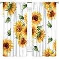 thumbnail image 2 of Sunflower Curtains for Living Room, Rusitc Farmhouse White Yellow Floral Flower Printed Retro Country Rod Pocket Kitchen Bedroom Cafe Window Drapes Treaments 2 Panel, 42"x63" Inch, 2 of 5