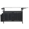 thumbnail image 4 of Harper & Bright Designs Outdoor Extendable Kitchen Island with Wheels, Patio Kitchen Cart with Foldable Stainless Steel Top, Portable Prep Station with Storage Cabinet and Towel Rack, Black, 4 of 19
