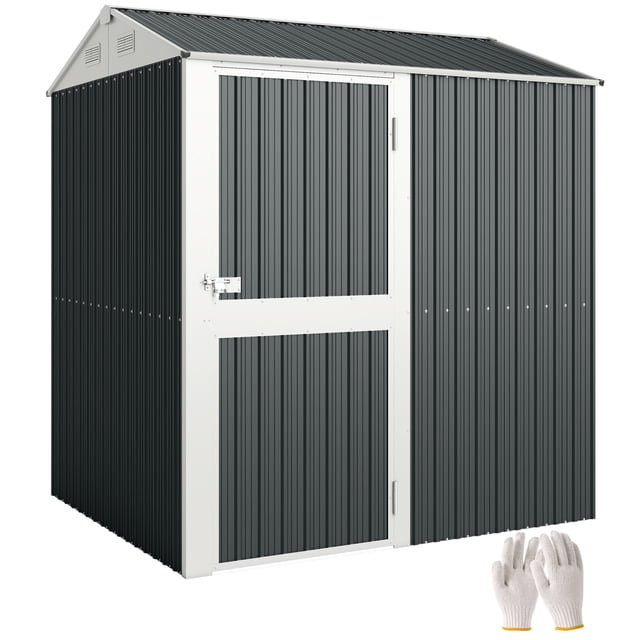 Outsunny Remise de Rangement Extérieure 7 Pieds x 6 Pieds de Hauteur, Remise Imperméable, Gris Foncé
