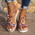 thumbnail image 2 of Rokment Boho Platform Wedge Dress Sandals for Women 2026 Beach Summer Ethnic Colorful Linen Sole Memory Foam Espadrilles High Heels Slingback Sandals A Size 6, 2 of 7