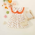 thumbnail image 2 of Lovskoo Boho Baby Dress Toddler Girl Summer Out Lace Doll Collar Bow Sleeveless Floral with Hat for 1-4 Years Baby Clothes Orange, 2 of 9