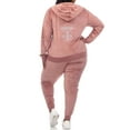 thumbnail image 3 of White Mark Women's Plus Size 2 Piece Rhinestone Velour Tracksuit Set, 3 of 5
