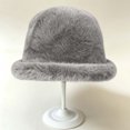 thumbnail image 4 of Cutuoiiu Cold Weather Hat for Women Solid Color Fuzzy Rolled Brim Bucket Hat Soft Plush Winter Warm Fisherman Cap for Daily Outdoor, 4 of 7
