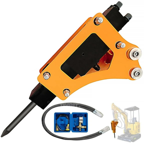 Mini Excavator Breaker Hammer Attachments, Hydraulic Jack Hammer for Mini Excavator 0.8-1.5 Ton, Breaker Hammer for Stone Concrete Demolition Drilling Tool