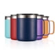 thumbnail image 2 of ALOUFEA Taza de café aislada de acero inoxidable de 12 oz con asa, taza de viaje al vacío de doble pared, vaso con tapa deslizante, azul marino, 2 of 5