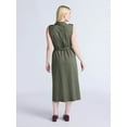 thumbnail image 3 of Time and Tru Women's Sleeveless Cotton Belted Midi Shirtdress, Sizes XS-XXXL, 3 of 5