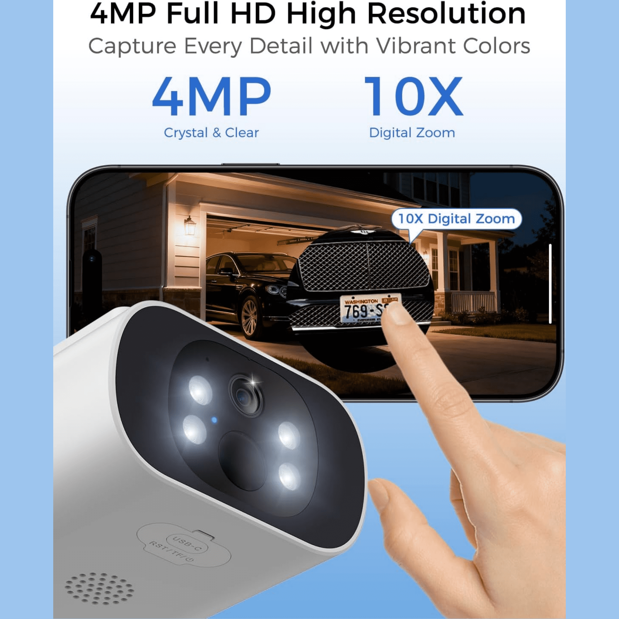 ARCCTV Solar Security Cameras Wireless Outdoor, 2K/4MP Home Security Camera System with Base Station,Color Night Vision,64GB Local Storage,5G&2.4G WiFi Camera 4Pcs,No Monthly Fee