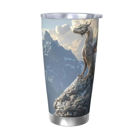 

Goofa Silver Dragon Mountain Peaks for 20 oz Skinny Tumbler Stainless Steel Coffee Mug Slim Vacuum Insulated Travel Cup Car Cup-Without Straw