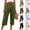 29# Army Green, variant on Capri Cotton Linen Pants Women Summer Lightweight Stretch Work Dress Pants Office Business Casual Slacks Knee Length Shorts Navy M
