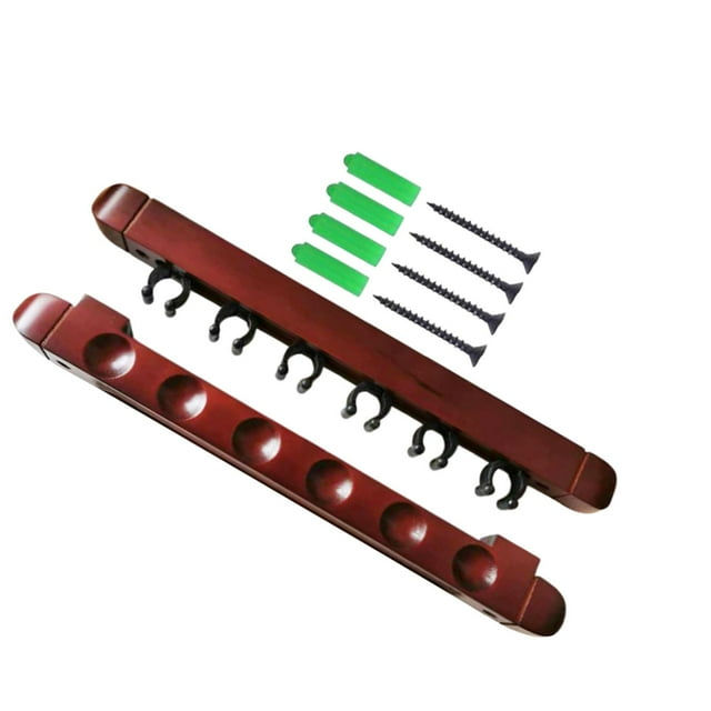 Soporte de Madera para Barra de Piscina, Montaje en Pared, Duradero, 6 Clips para Tacos, Accesorio de Montaje Práctico con Tornillos de Montaje para C Rojo shamjiam Soporte para tacos de billar