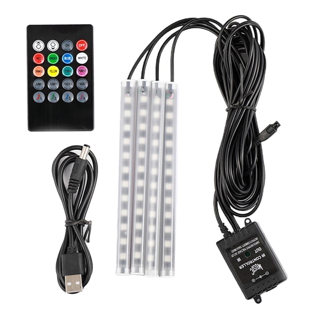 Coche LED Interior Lámpara Atmósfera Control Remoto Lámpara Nocturna Enchufe USB Sunnimix Luz de la atmósfera del coche