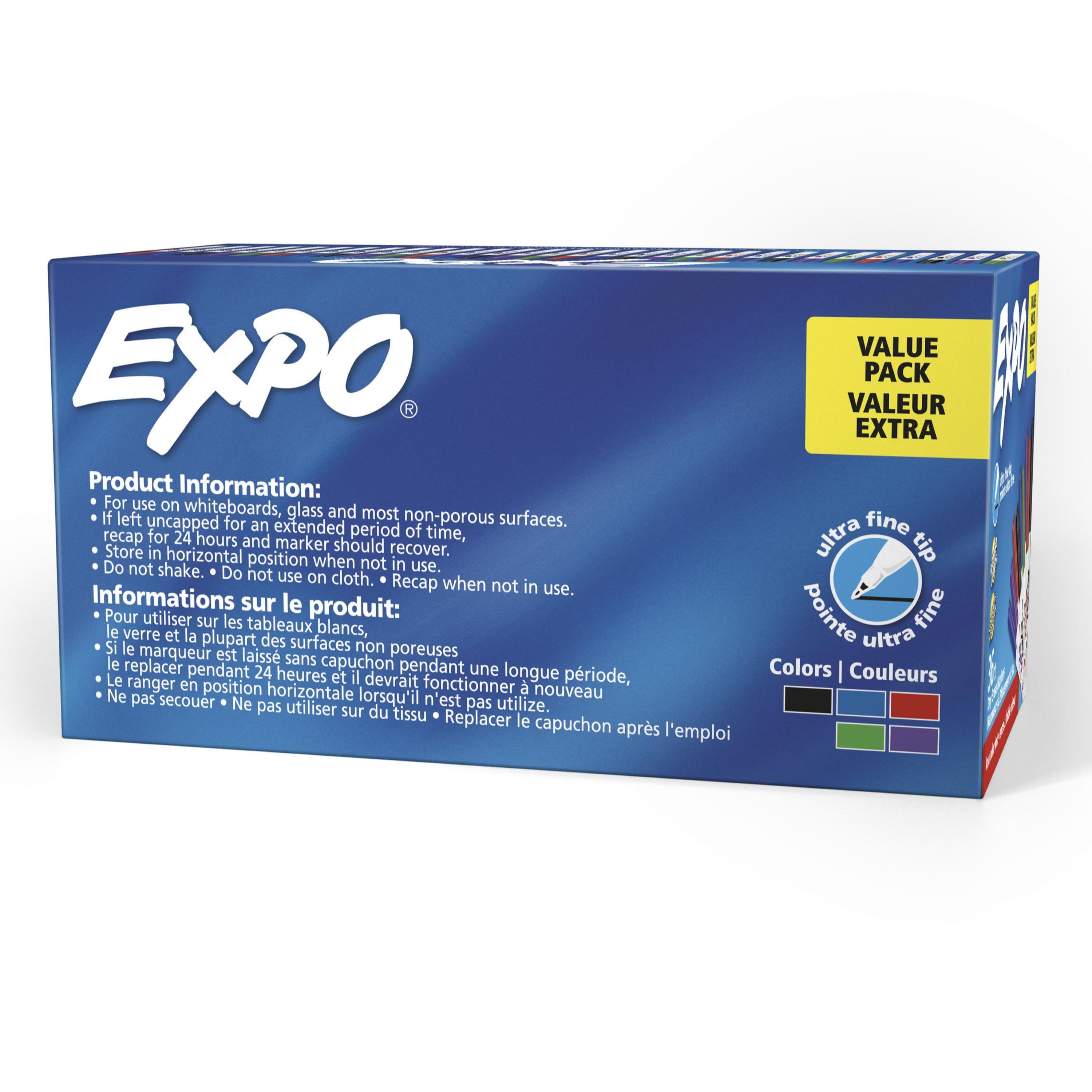 Expo Low-Odor Dry Erase Marker Pack, Extra-Fine Needle Tip, Assorted, PK36  2003895