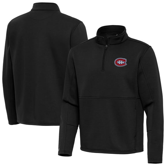 Men's Antigua Black Montreal Canadiens Twist Quarter-Zip Pullover Jacket