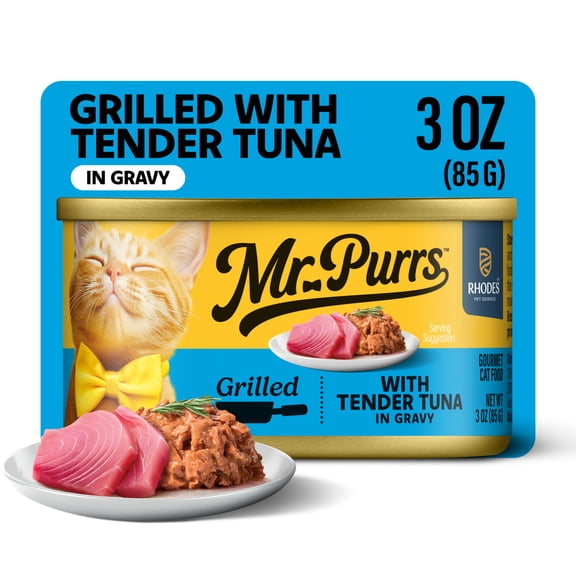 Mr Purrs Grilled Tender Tuna in Gravy, Wet Cat Food, 3 oz Can
